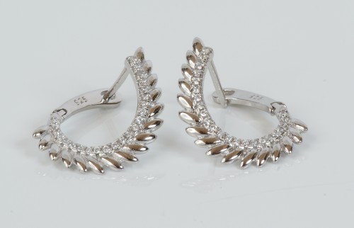 Sterling Silver Leaf Creole Earring